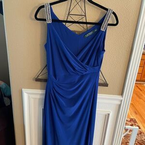 Lauren Ralph Lauren Rhinestone Cobalt Blue Women’s Long Cocktail Dress 6